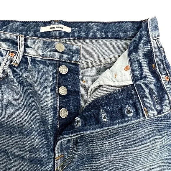 GRLFRND Helena High Rise Straight Leg Jeans Button Fly Raw Hem Premium Size 27 - Picture 5 of 13